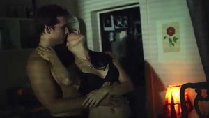 American babe Jamie Alexander in sensual lingerie kissing