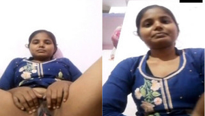 Indian girl's exclusive boobs and pussy patting session