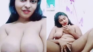 A Bengali woman with large breasts masturbates and takes selfies