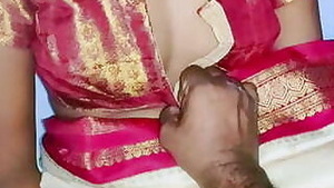Cream color sary in Indian wife
