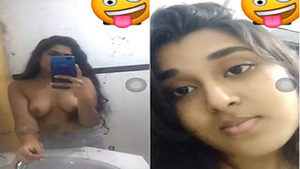 Exclusive video of desi girl recording selfies with her big boobs