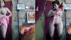 Desi indian girl dries body with a towel including erogenous XXX zones on camera